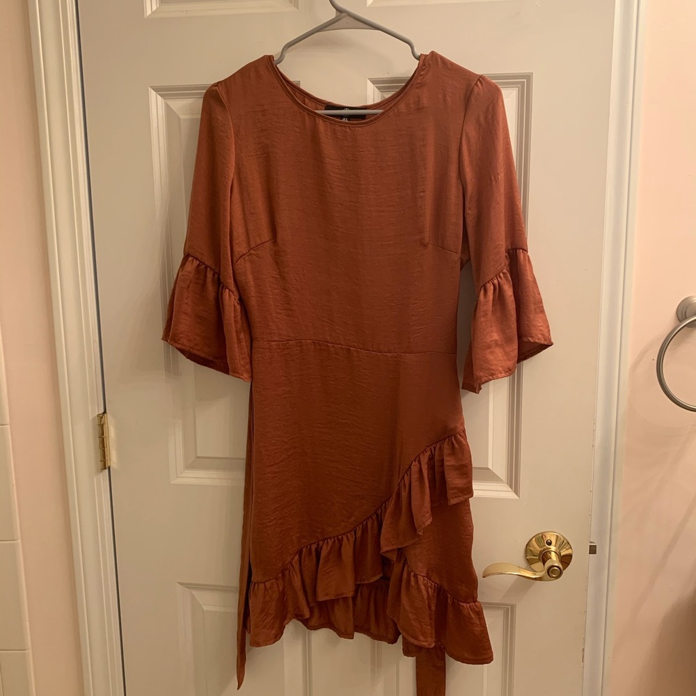 Burnt orange silky dress
